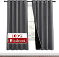 NICETOWN Grey Full Shade Curtain Panels, Pair of Energy Smart & Noise Blocking Out Blackout Drapes for Dining Room Window, Thermal Insulated Guest Room Lined Window Dressing(Gray, 62 x 72 inch)