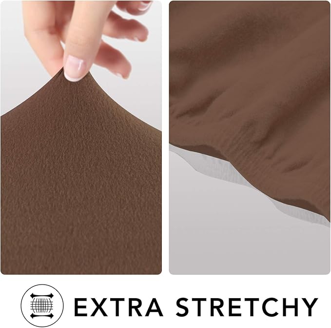 PureFit Super Stretch 4 Seater Sofa Slipcover – Spandex Non Slip Soft Couch Sofa Cover, Washable Furniture Protector with Non Skid Foam and Elastic Bottom for Kids, Pets （XX Large, Brown）