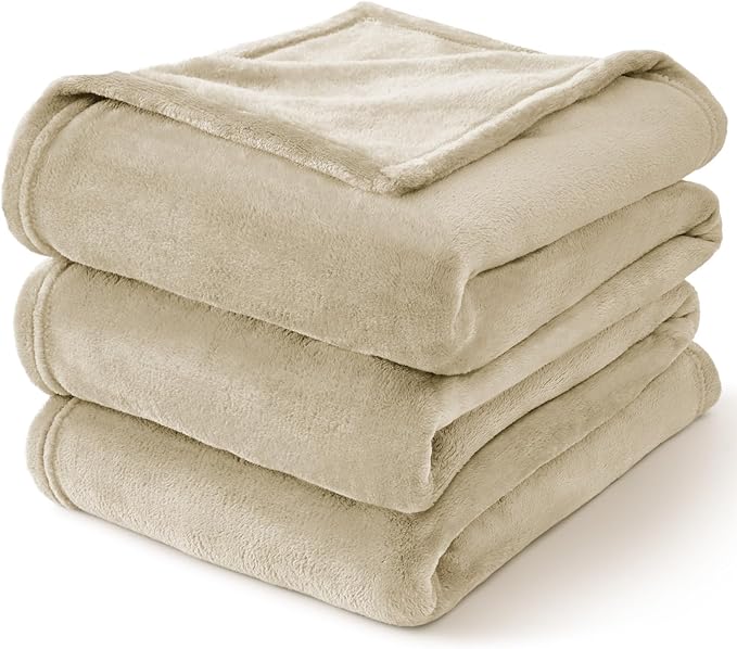 BEDELITE Fleece Blankets Queen Size Linen Throw Blankets for Bed, Luxury Plush Cozy Fuzzy Blanket 90x90 inches, Super Soft Warm Lightweight Throw Blanket All Seasons Suitable