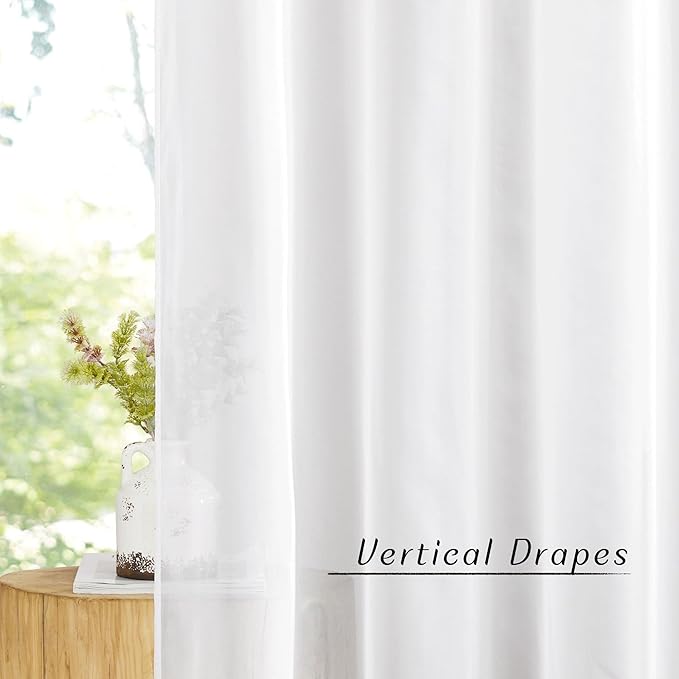 NICETOWN Airy Sheer Window Curtains 54 inch Length for Bedroom, Grommet Solid Ivory Voile Sheer Texture Soft Window Treatment for Bathroom/Living Room, W54 x L54, Set of 2