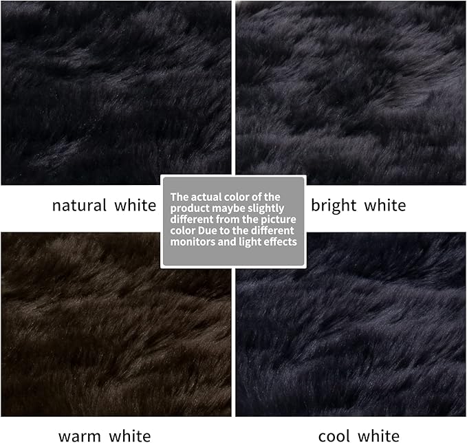Ciicool Black Fluffy Round Fur Area Rug for Bedroom, Circle Faux Fur Rugs for Kids Room, Cute Fuzzy Nursery Carpet, Shaggy Circular Rugs Floor Carpets for Teens Girls Rooms Home Decor, 4 x 4 Feet