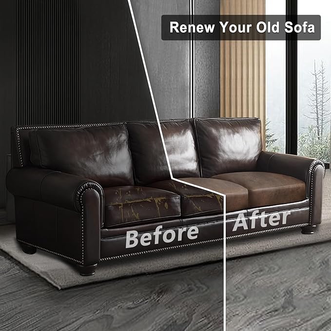 Leather Look Couch Cushion Covers Sofa Seat Slipcovers Sets Couches Furniture Protector for Sectional Armchair Loveseat Pets Kids Stretch Spandex Fabric (3 Cushion XL Sofa, Light Brown)
