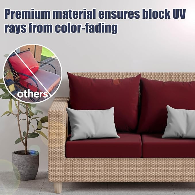 8Pcs Stretch Patio Cushion Covers, Outdoor Couch & Sofa Replacement Slipcovers for Patio Furniture Cushion Covers, Washable Reusable Furniture Protector