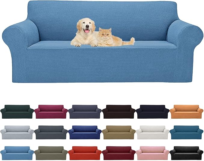 Cupuamon 2026 New Stretch Oversized Sofa Slipcovers Couch Sofa Cover for 4 Seater Furniture Protector Covers with Elastic Bottom Jacquard Fabric Small Checks for Pets, Kids - Riverside