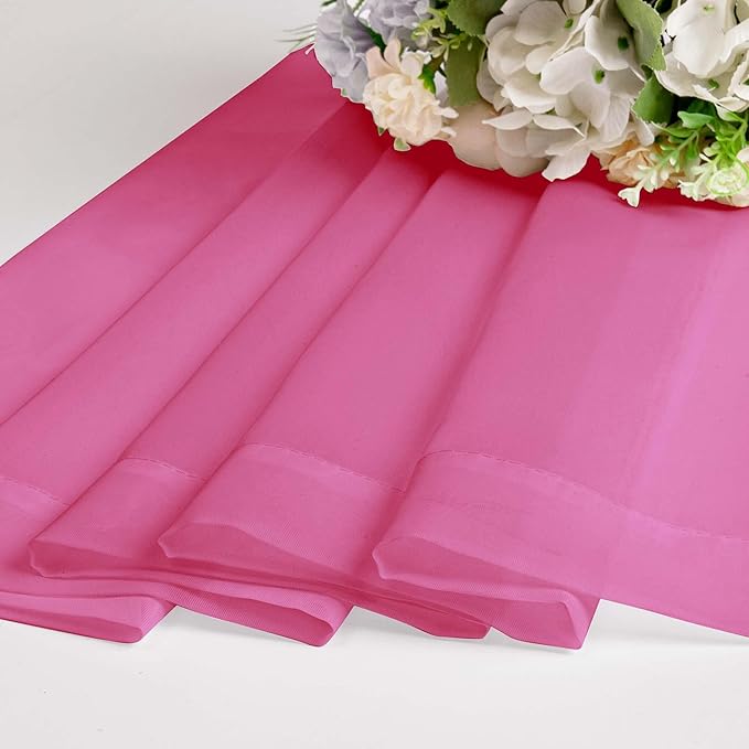 OWENIE Hot Pink Sheer Curtains for Bedroom Living Room 72 Inches Long 2 Panels Set, Modern Light Filtering Sheer Curtain Rod Pocket Clear Drapes for Window Sliding Door, Hot Pink, Each 42 x 72 Inch