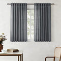 Dark Gray Curtains for Living Room Back Tab Modern Farmhouse Semi Sheer Gray Curtains 45 inches Long 2 Panels Set Muted Neutral Window Curtain for Dining Room Bedroom 52x45