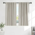 PONY DANCE Cream Blackout Curtains, Thermal Insulated Short Drapes for Small Basement Bathroom Window, Back Tab & Rod Pocket Solid Black Out Curtains for Bedroom, 42 W x 45 L, Ivory/Cream, 2 Panels