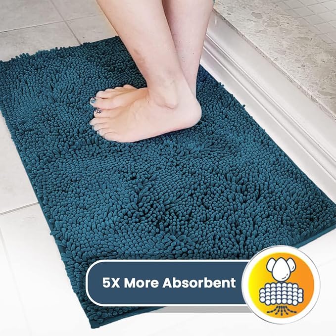 Muddy Mat® | Super Absorbent Door Mat Indoor, Microfiber Quick Dry Chenille Entryway Rug, Non-Slip Front Door Mat, Indoor Mats for Entryway, Machine Washable Pet Rug, Atlantic Blue 36"x120"