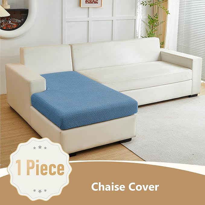 Couch Cushion Covers for Sofa Couch Covers Wear-Resistant Universal Sofa Cover Washable Stretch for Sectional Slipcovers (Texture-Blue,Chaise Cover)