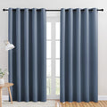 NICETOWN Blackout Draperies Curtains for Kids Room, Window Treatment Thermal Insulated Solid Grommet Blackout Drape Panels for Bedroom (Stone Blue, Set of 2, 70 by 84 inches)