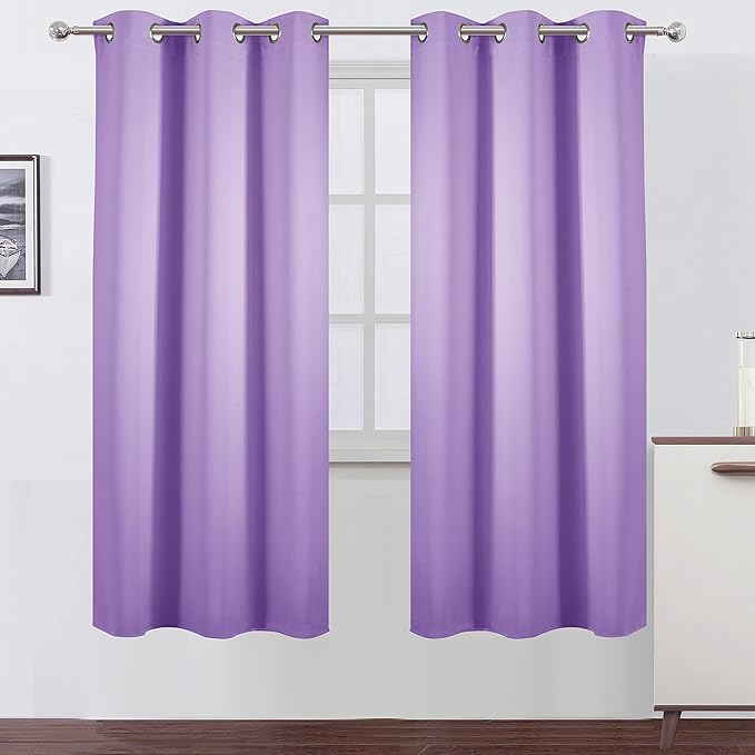 LEMOMO Lavender Thermal Blackout Curtains/42 x 72 Inch/Set of 2 Panels Room Darkening Curtains for Bedroom