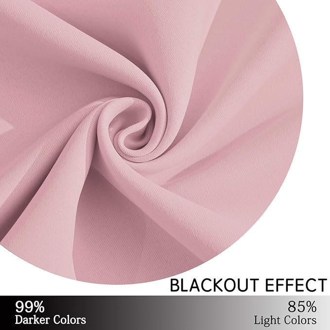 Yakamok Light Blocking Window Blackout Curtains Thermal Insulated Room Darkening Drapes for Bedroom,Solid Grommet Top Window Panels, 38x45 Inch, Pink, One Pair