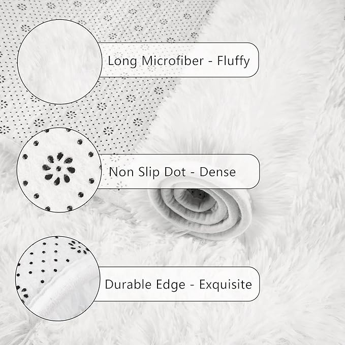 Chicrug Soft Runner Rugs for Bedroom Living Room Plush Fluffy Rug 2x8 Feet, Shag Furry Runner Carpet Non Shedding for Nursery Children Kids Girls Room Home Decorative, Cream