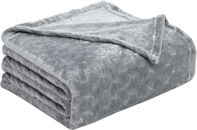 TOONOW Fleece Blanket Twin Size -320GSM Lightweight Fuzzy Soft Textured Flannel Blankets for Couch, Sofa, Bed, 60x80 inchs,Light Grey