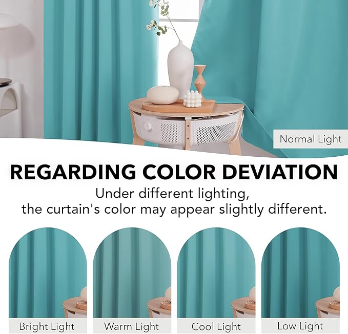 Deconovo Blackout Curtains, Thermal Insulated, W52 x L95 2 Panels, Back Tab, Machine Washable, Room-Darkening Drapes for Bedroom/Living Room Teal