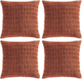 Fancy Homi 4 Packs Rust Decorative Throw Pillow Covers 16x16 Inch for Living Room Couch Bed Sofa, Terracotta Rustic Farmhouse Boho Home Decor, Soft Plush Striped Corduroy Square Cushion Case 40x40 cm