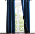 NICETOWN 100% Blackout Short Curtains with Black Liners, Solid Thermal Insulated Full Blackout 2-Layer Lined Energy Efficiency Window Drapes for Bedroom (2 Panels, 37" W by 84" L, Moroccan Blue)