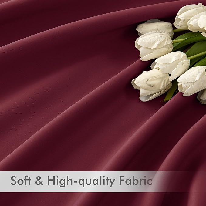 MIULEE Christmas Wine Red Back Tab Blackout Curtains 84 Inch Length 2 Panels Set for Living Room Bedroom Privacy, Rod Pocket/Pinch Pleat Thermal Insulated Room Darkening Pleated Light Blocking Drapes