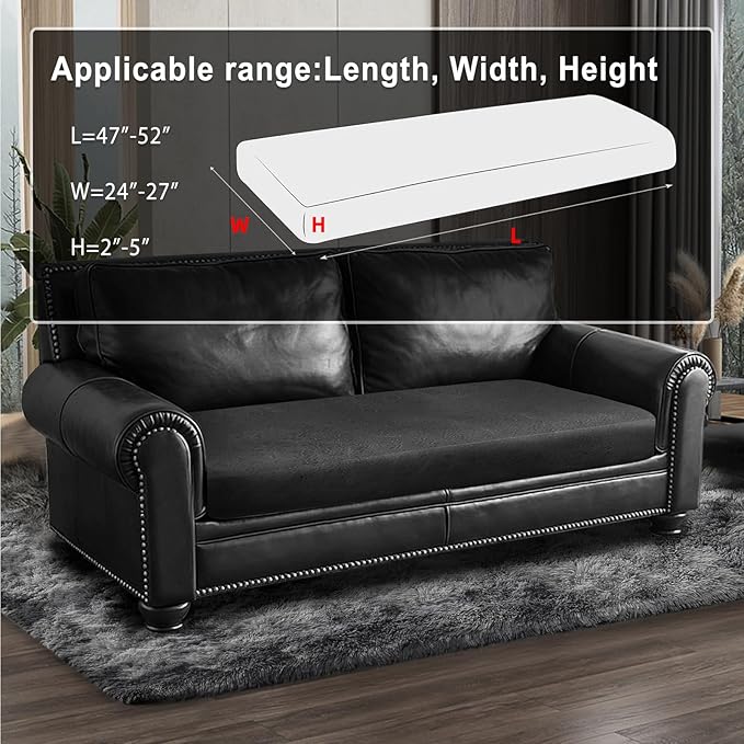 Leather Look Couch Cushion Covers Sofa Seat Slipcovers Sets Couches Furniture Protector for Sectional Armchair Loveseat Pets Kids Stretch Spandex Fabric (1 Cushion Loveseat, Dark Grey)