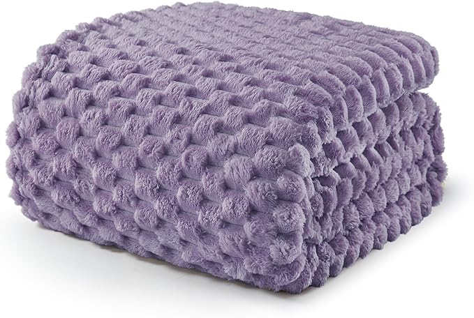 Exclusivo Mezcla Fleece Twin Blanket for Bed, Extra Large Fuzzy Grayish Purple Bed Blankets, Soft Cozy Plush Sofa Throws for All Seasons, 90x66 Inches