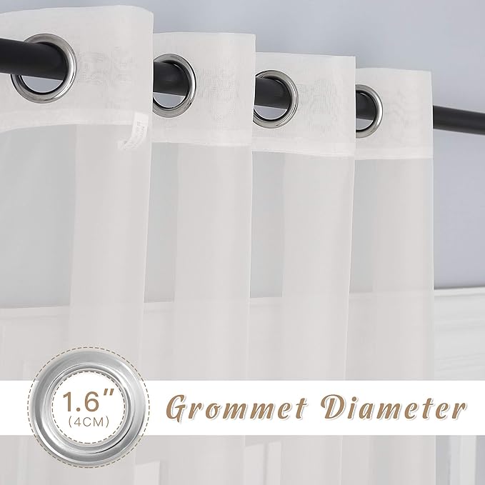 NICETOWN Voile Sheer Curtains for Bedroom Windows, Grommet Top Elegant Lightweight Window Drapes Airy Panels for Living Room/Home Office, Beige, Set of 2, W70 x L96