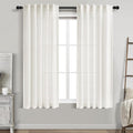 Nanspring Beige White Linen Curtains 63 Inch Length for Living Room Semi Sheer Curtain Back Tab and Rod Pocket Rustic Farmhouse Dector Coastal Room Decor Drapes for Bedroom 40 X 63, 2 Panels