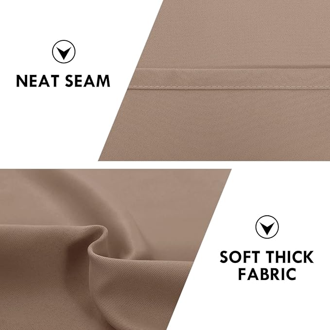DWCN Blackout Curtains Room Darkening Thermal Insulated Bedroom Curtains Window Curtain Panels, 42 x 54 inches Long, Set of 2 Khaki Rod Pocket Drapes