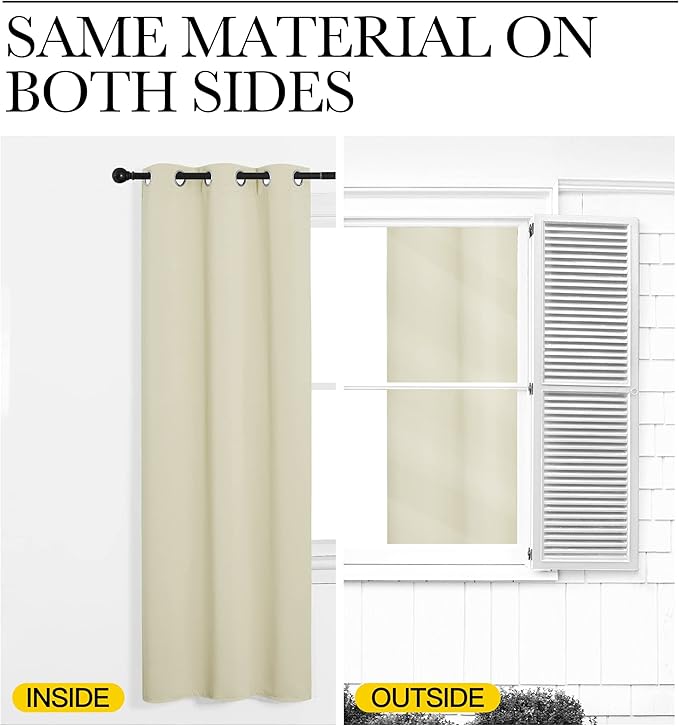 NICETOWN Kitchen Curtains for Decoration, Thermal Insulated Grommet Room Darkening Draperies/Panels for Laundry (Beige, 2 Panels, W42 x L50 inches)