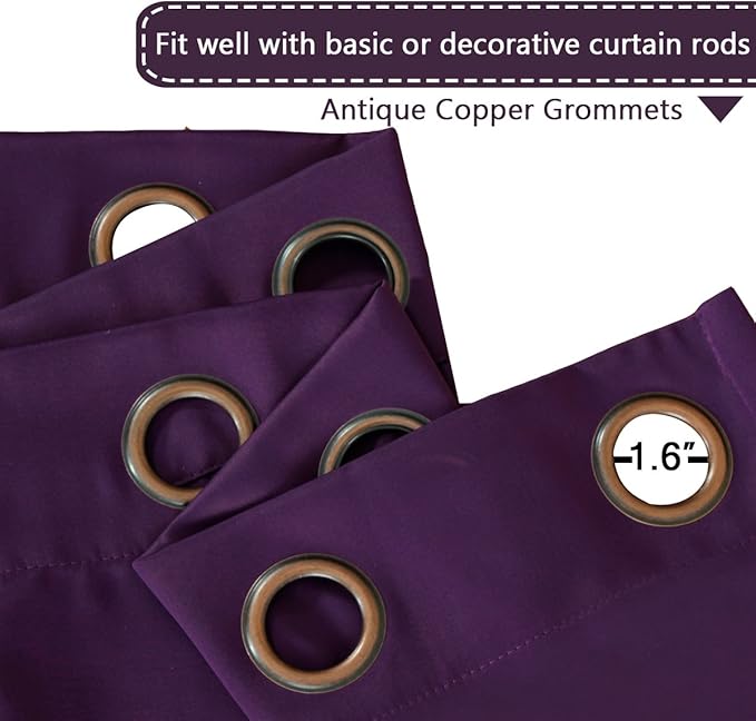 H.VERSAILTEX Blackout Patio Curtains 100 x 84 Inches for Sliding Door Extral Wide Blackout Curtain Panels Thermal Insulated Room Divider - Grommet Top, 7' Tall by 8.5' Wide - Plum Purple