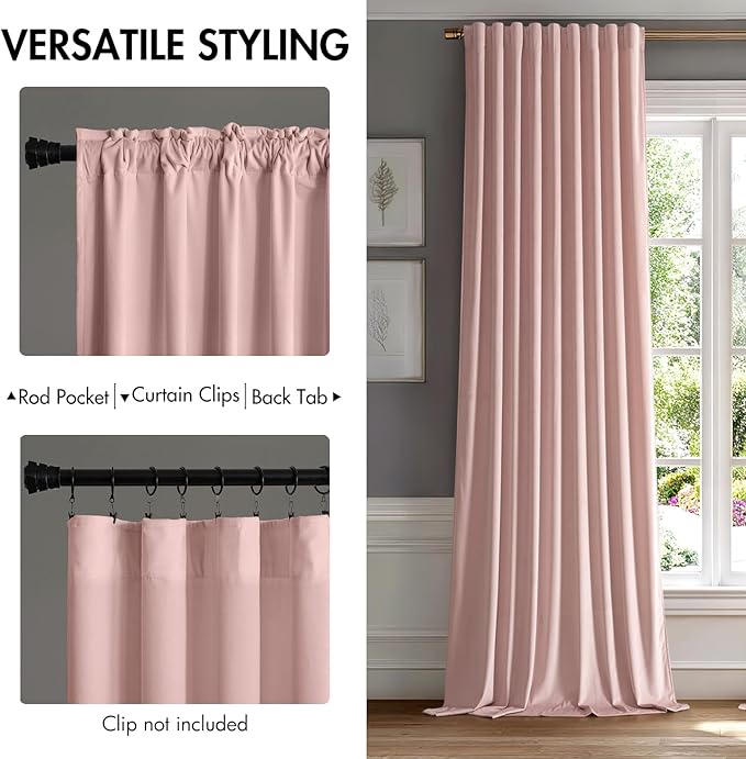 MIULEE Baby Pink Velvet Curtains 84 inches - Luxury Blackout Curtains for Bedroom Living Room Thermal Insulated Super Soft Window Drapes Rod Pocket & Back Tab, W52 x L84 inches, 2 Panels