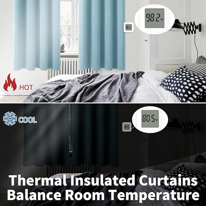 BGment Room Darkening Curtains 108 Inches Long - Grommet Thermal Insulated Drapes Window Treatment Curtains for Bedroom, 2 Panels, 52 x 108 Inch, Greyish Blue