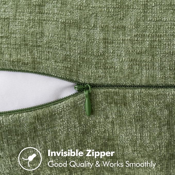 MIULEE Pack of 2 Couch Throw Pillow Covers 20x20 Inch Sage Green Farmhouse Decorative Pillow Covers with Stitched Edge Soft Chenille Solid Dyed Spring Pillow Covers for Sofa Bed Living Room