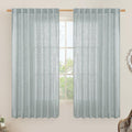 LAMIT Extra Wide Linen Curtains for Living Room, Light Filtering Faux Linen Textured Panels Semi Sheer Back Tab and Rod Pocket Boho Drapes for Farmhouse, 2 Panels, Greyish Blue, 60 x 63 Inch