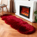 linmopm Faux Fur Rug Sheepskin Shag Fluffy Fuzzy Red 2x6 ft Runner Rugs for Bedroom Bedside Bed Floor Living Room Plush High-Density Cushion Carpet Super Sofa Cover