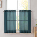 Simplebrand Dusty Blue Short Sheer Kitchen Curtains 36 Inch Length Tier Rod Pocket Cafe Drapes Half Window for Bathroom Small Windows 42 x 36 Inch, 2 Panels