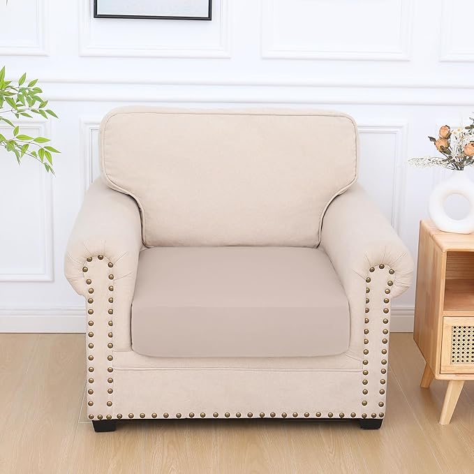 hyha Milk Silk Couch Cushion Covers, Soft Magic Sofa Covers Washable for Cushion Couch, Stretch Sectional Outdoor Cushion Covers for Patio Furniture with Elastic Bottom(Small, Taupe)