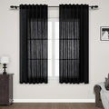 Nanspring Black Linen Curtains 63 inches Long for Bedroom Back Tab Sheer Black Curtains Modern Farmhouse Coastal Decor Cotton Textured Gauze Curtain for Bathroom 2 Panel Set 52x63