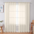 Simplebrand Cream Sheer Curtains, 72" Length, 2 Panels Set - Light Filtering, Rod Pocket Window Curtains for Bedroom (Cream, 59" W x 72" L)