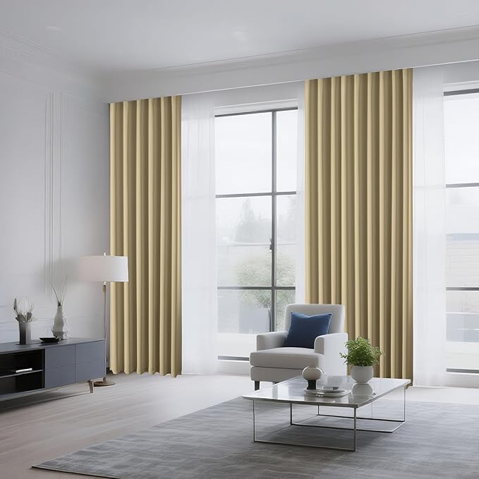 CUCRAF Beige Blackout Curtains Customize, Rod Pocket Room Darkening Curtain for Bedroom Living Room, Thermal Insulated Window Drapes 1 Panel (Custom Size, Color)