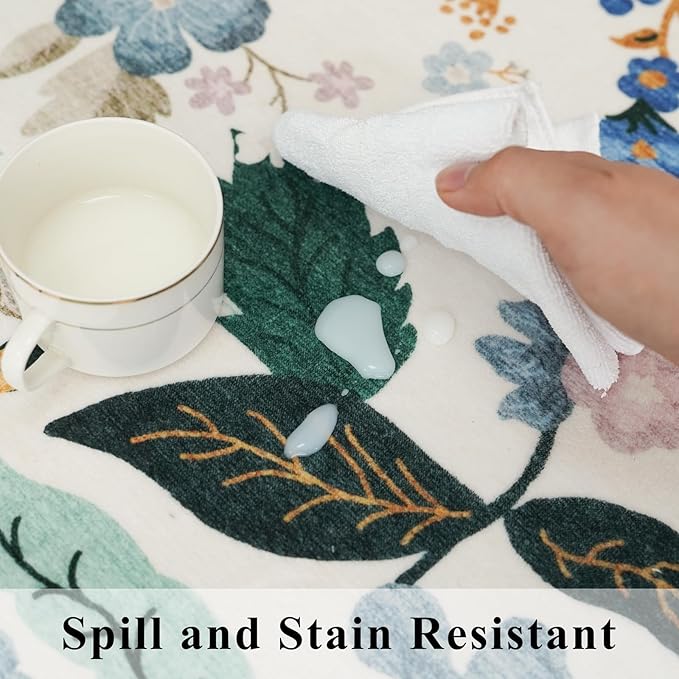 Hallway Floral 2'6x14 Runner Rugs: Washable Scalloped Soft Carpet with Non-Slip Backing for Entryway Kitchen Stain-Resistant Bedroom Floor Mat – Gifts for Newlyweds/Household Home Dcor (2'6x14,Cream)