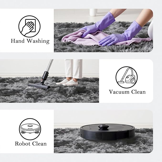 Super Soft Shaggy Area Rugs for Bedroom 4x6 Feet, Shaggy Plush Living Room Shag Furry Floor Rugs, Non-Shedding Indoor Rugs for Living Room Decor(4 x 6, Dark Grey Tie-Dyed)