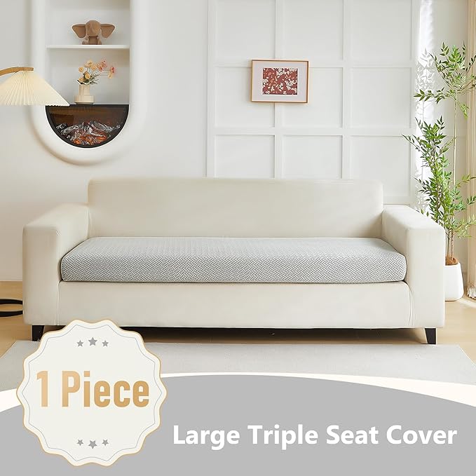Couch Cushion Covers for Sofa Couch Covers Wear-Resistant Universal Sofa Cover Washable Stretch for Sectional Slipcovers (Texture-Light Gray,Large Triple Seat Cover)
