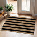 Front Door Mat Outside Entrance - 2x3 Black Tan Striped Non-Slip Washable Doormat Indoor Outdoor Mat Entry Rug Small Throw Rugs for Entryway Kitchen Bedroom Front Porch Decor