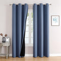 ChrisDowa 100% Blackout Curtains for Bedroom with Black Liner, 2 Thick Layers Total Blackout Thermal Insulated Grommet Window Curtains 2 Panels Set (Stone Blue, 42 x 84 Inch)