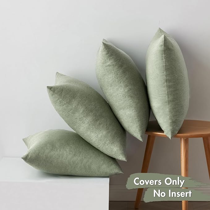 MIULEE Pack of 4 Decorative Outdoor Throw Pillow Covers Linen Waterproof Pillow Covers Spring Farmhouse Cushion Cases for Patio Garden Tent Balcony Couch Sofa 16x16 inch Gray Green