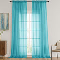 OVZME Turquoise Sheer Curtains 120 Inches Long 2 Panels Set, 59 Inch Extra Wide Soft Airy Lightweight Sheer Curtains for Living Room, Farmhouse Voile Filmy Rod Pocket Drapes, 59Wx120L Inches