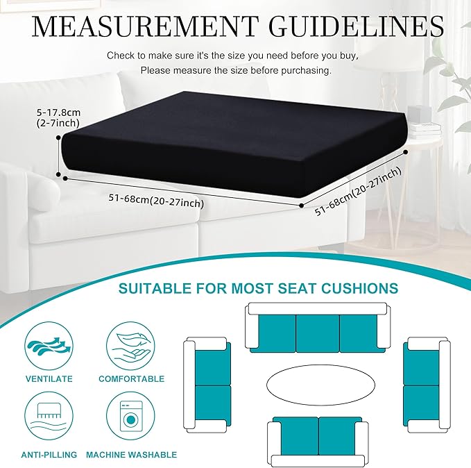 14 Pcs Stretch Patio Cushion Covers,Outdoor Couch Covers Replacement,Outdoor Couch & Sofa Slipcovers,for Patio Furniture Cushion Covers,Washable Reusable Furniture Protector (Black,Cover Only)