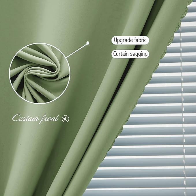 Magic Tape Blackout Curtains for Bedroom No Drillng Self Adhesive Curtains No Rod Small Window, 59" W X 71" L, Sage Green, 1 Panel