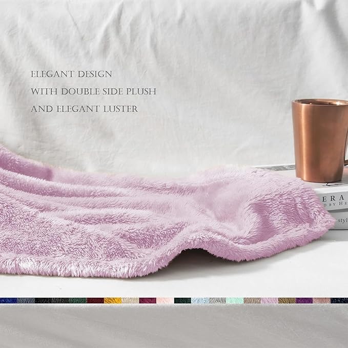 Exclusivo Mezcla Plush Fuzzy Fleece Throw Blanket Extra Large, Super Soft, Fluffy and Warm Blankets for Couch, Bed, All Season (Light Purple, 50x70 inches)