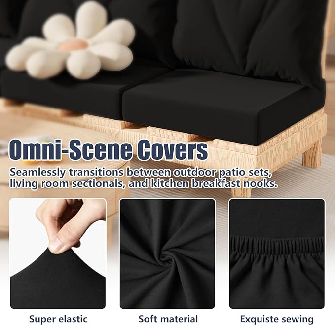 8Pcs Stretch Patio Cushion Covers, Outdoor Couch & Sofa Replacement Slipcovers for Patio Furniture Cushion Covers, Washable Reusable Furniture Protector